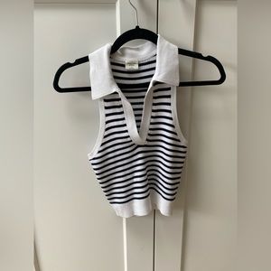 Collard striped tank top